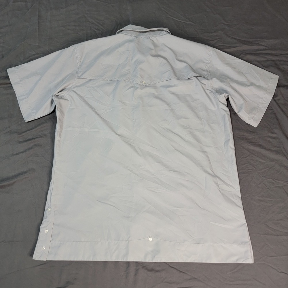 Texas Standard Guayabera Libre Shirt Mens Large Gray Embroidered Western Vented - Picture 3 of 6